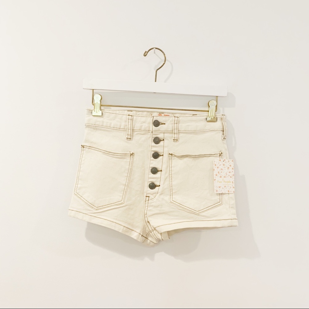 FREE PEOPLE BRIDGETTE DENIM BUTTON FLY SHORTS - Picture 2 of 3